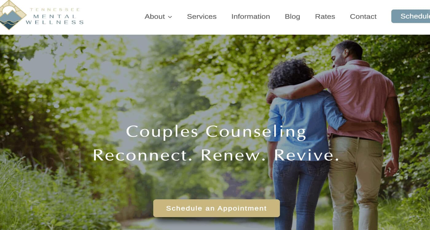 Wellness homepage hero layout